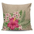 Alohawaii Home Set - Hawaiian Hibiscus Plumeria Palm Leaves Lauhala Background Polynesian Pillow Covers