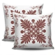 Hawaiian Quilt Maui Plant And Hibiscus Pattern Pillow Covers - Coral White - AH J8