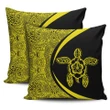 Hawaii Turtle Polynesian Pillow Cover-Circle Style Yellow - AH - J7 - Alohawaii