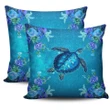 Alohawaii Home Set - Hawaii Blue Turtle Flower Pillow Cover - Ocean Secret