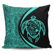 Alohawaii Home Set - Hawaii Turtle Map Polynesian Pillow Covers - Turquoise - Circle Style
