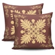 Hawaiian Quilt Maui Plant And Hibiscus Pattern Pillow Covers - Beige Coral - AH J8