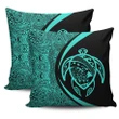 Hawaii Turtle Map Polynesian Pillow Covers - Turquoise - Circle Style - AH J9 - Alohawaii