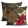 Alohawaii Home Set - Hawaii Turtle Mandala Pillow Covers Polynesian Hibiscus AH J1