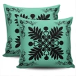 Hawaiian Quilt Maui Plant And Hibiscus Pattern Pillow Covers - Black Seafoarm - AH J8