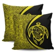 Hawaii Turtle Map Polynesian Pillow Covers - Yellow - Circle Style - AH J9 - Alohawaii