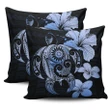 Hibiscus Plumeria Mix Polynesian Blue Turtle Pillow Covers - AH - J1 - Alohawaii