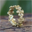 Hawaii Silver Gold Plated Plumeria Flower Lei Wedding Ring - AH - J7 - Alohawaii