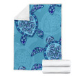 Blue Plumeria Turtle Premium Blanket - AH - J4 - Alohawaii