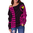 Hawaii Kanaka Polynesian Personalized Women's Off Shoulder Sweater - Pink - AH - J6 - Alohawaii