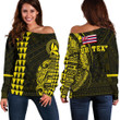 Hawaii Kanaka Polynesian Personalized Women's Off Shoulder Sweater - Yellow - AH - J6 - Alohawaii