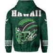 Alohawaii Clothing - Hoodie Polynesian Warrior Helmet Football Kanaka Kakau Hawaii Green - AH - J1