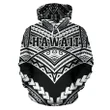 Alohawaii Clothing, Hoodie Hawaii Polynesian Tribal, New Warrior Style White Color | Alohawaii.co