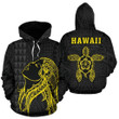 Alohawaii Clothing - Hoodie Polynesian Kakau Hula Girl Turtle Hibiscus Hawaii Yellow - AH - J1
