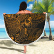 Alohawaii Blanket - Hawaii Beach Blanket Turtle Hibiscus Gold - BN39