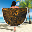 Alohawaii Blanket - Federated States Of Micronesia Beach Blanket Turtle Hibiscus Gold - BN39