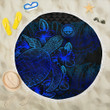 Alohawaii Blanket - Federated States Of Micronesia Beach Blanket Turtle Hibiscus Blue | Alohawaii.co