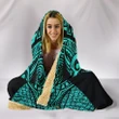 Alohawaii Clothing - Hooded Blanket Hawaii Turtle Polynesian Turquoise Armor Style AH J9