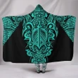 Alohawaii Clothing - Hooded Blanket Hawaii Turtle Polynesian Turquoise Armor Style | Alohawaii.co
