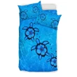 Alohawaii Bedding Set - Cover and Pillow Cases Hawaiian Turtle Swim In The OCean With Hibiscus Polynesian | Alohawaii.co