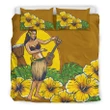 Alohawaii Bedding Set - Cover and Pillow Cases Hawaiian Hula Girl Monstera Hibiscus Polynesian - AH - J1