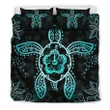 Alohawaii Bedding Set - Cover and Pillow Cases Hawaiian Turtle And Hibiscus Polynesian - AH - J1