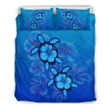 Alohawaii Bedding Set - Cover and Pillow Cases Hawaiian Blue Turtle and Hibiscus Polynesian | Alohawaii.co
