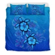 Alohawaii Bedding Set - Cover and Pillow Cases Hawaiian Blue Turtle and Hibiscus Polynesian - AH - J1