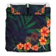 Alohawaii Bedding Set - Cover and Pillow Cases Hawaiian Hibiscus Palm Tree Background Polynesian - AH - J1