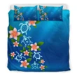 Alohawaii Bedding Set - Cover and Pillow Cases Hawaiian Tuttle And Plumeria Flower In The Sea Polynesian - AH - J1
