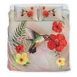Alohawaii Bedding Set - Cover and Pillow Cases Hawaiian Hummingbirds Hibiscus Polynesian - AH - J1