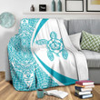 Alohawaii Blanket - Hawaii Polynesian Tribal Premium Blanket Circle Style Blue And White | Alohawaii.co