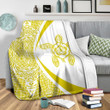 Alohawaii Blanket - Hawaii Polynesian Tribal Premium Blanket Circle Style Yellow And White J7