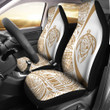Alohawaii Accessories Car Seat Covers - Hawaii Turtle Map Polynesian - White And Gold - Circle Style - AH J9