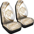 Alohawaii Accessories Car Seat Covers - Hawaii Turtle Map Polynesian - White And Gold - Circle Style - AH J9