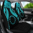 Alohawaii Accessories Car Seat Covers - Cook islands Polynesian Pride Seal And Hibiscus Neon Blue - BN39
