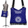 Alohawaii Handbag, American Samoa Crossbody Boho Handbag, Seal In Polynesian Tattoo Style ( Blue) | Alohawaii.co