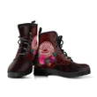 Alohawaii Footwear - American Samoa Leather Boots - Coat Of Arm With Polynesian Patterns - BN25