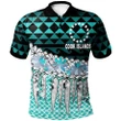 Alohawaii Shirt, Polo Shirt Polynesian Hibiscus Cook Islands, Coconut Leaves Weave Pattern Blue | Alohawaii.co