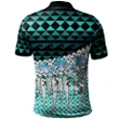 Alohawaii Shirt, Polo Shirt Polynesian Hibiscus Cook Islands, Coconut Leaves Weave Pattern Blue | Alohawaii.co