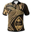 Alohawaii Shirt, Polo Shirt Polynesian Hibiscus Guam, Humpback Whale & Coat of Arms Gold | Alohawaii.co