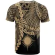 Alohawaii T-Shirt - Tee Marshall Islands Polynesian Custom Personalised - Tribal Wave Tattoo Gold | Alohawaii.co