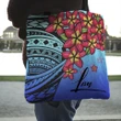 Alohawaii Bag - (Custom) Polynesian Plumeria Blue Tote Bag Personal Signature A24