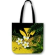 Alohawaii Bag - (Custom) Kanaka Maoli (Hawaiian) Tote Bag, Polynesian Plumeria Banana Leaves Yellow Personal Signature | Alohawaii.co