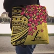 Alohawaii Bag - (Custom) Polynesian Plumeria Yellow Tote Bag Personal Signature A24