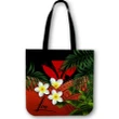 Alohawaii Bag - (Custom) Kanaka Maoli (Hawaiian) Tote Bag, Polynesian Plumeria Banana Leaves Red Personal Signature | Alohawaii.co