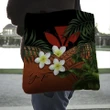 Alohawaii Bag - (Custom) Kanaka Maoli (Hawaiian) Tote Bag, Polynesian Plumeria Banana Leaves Red Personal Signature A02