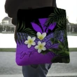Alohawaii Bag - (Custom) Kanaka Maoli (Hawaiian) Tote Bag, Polynesian Plumeria Banana Leaves Purple Personal Signature A02