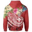 Alohawaii Clothing, Zip Hoodie Polynesian Hawaii Kanaka Maoli, Summer Plumeria (Red) | Alohawaii.co