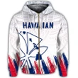 Alohawaii Clothing, Zip Hoodie (Personalized) Hawaiian Map Kanaka Flag Brush White, Throne Style, AH, JR | Alohawaii.co